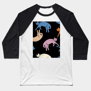 Cat Retro Style Pattern Baseball T-Shirt